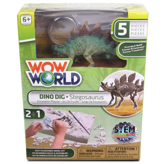 WowWorld: Dino Dig - Stegosaurus - All-In-One Dinosaur Skeleton Excavation Kit, Tools & Construction Figurine, Educational Science Toy, Kids Ages 6+ {1}