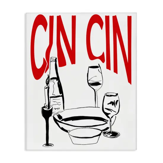 Stupell Industries Cin Cin Wine Glasses Canvas Wall Art Design by Melissa Wang  {1}