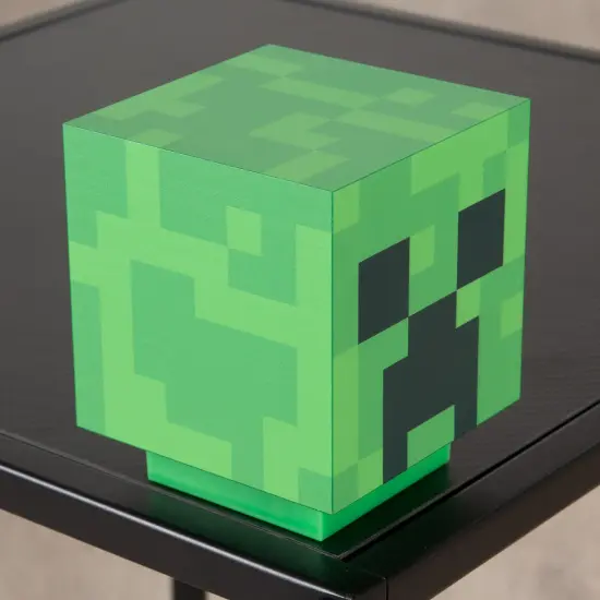 Minecraft: LED Night Lamp - Creeper - 4" Green Pixel Cube Night Light, Illuminates Up To 10hrs, USB Charging, Game Themed Design Decor, Licensed {3}