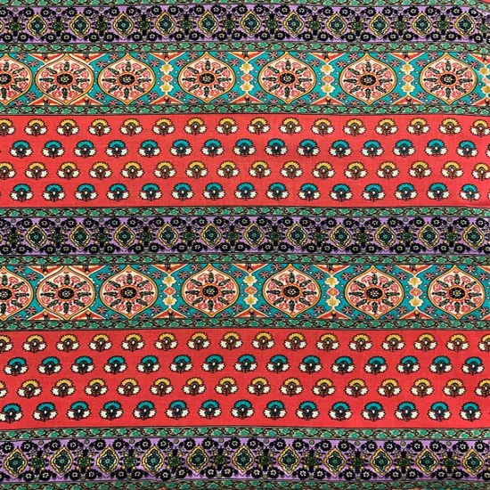 Fuschia and Teal Multi Stripe Print Rayon Challis Fabric By the Yard {2}