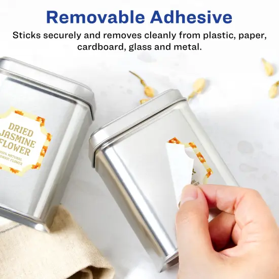 Avery Matte White Removable Square Scalloped Labels with Sure Feed Technology, Print-to-the-Edge, 1-5/8" x 1-5/8" {2}