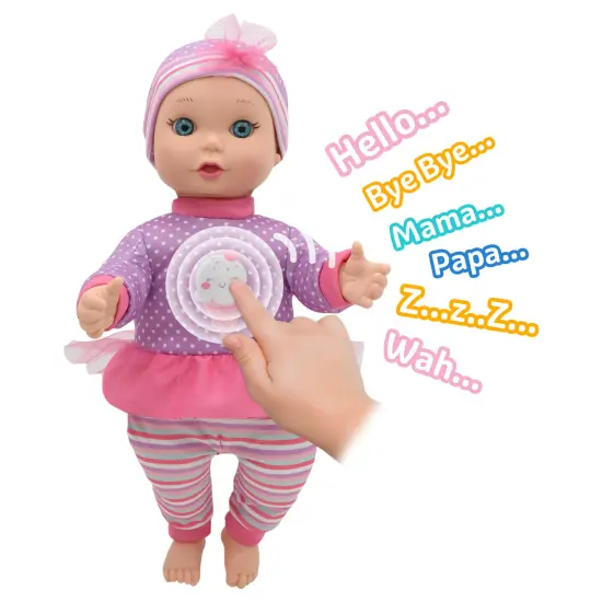 Little Darling Talking Baby (3114), 12” Soft body baby doll, 6 different baby sounds. Age 1+ {3}