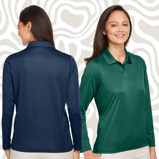 Team365&reg; Women&rsquo;s Zone Performance Long-Sleeve Polo &ndash; Moisture-Wicking, UV Protection, Lightweight Athletic Fit SPORT FOREST {2}