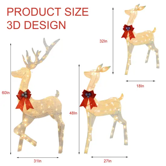 Outdoor or Indoor Christmas Reindeer Decoration with Warm LED Lights & Stakes {5}