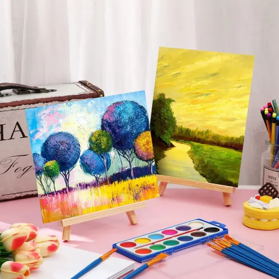 10 Set Canvas Boards with Easel for Painting Kit {2}