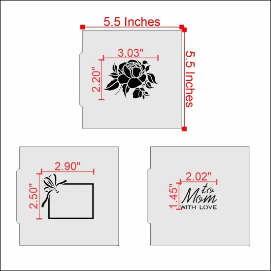 To Mom With Love 3 Piece Cookie Stencil Bundle {2}