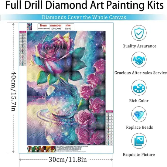Diamond Art Kits for Adults,5D Flowers Diamond Painting DIY Rose Diamond Art Diamond Painting Kits for Adult,Round Full Drill Diamonds, Diamond Art Kits for Home Decor-12x16inch {3}