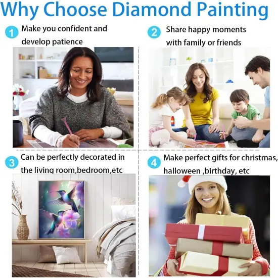Hummingbird Diamond Art Kits for Adults, Birds Round Full Drill Diamond Painting Kits for Beginners Gem Art Painting Kits, DIY 5D Diamond Dots Painting with Diamond Arts and Crafts Decor 12x16inch {5}