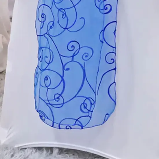 10 Pieces Royal Blue Embroidered Organza Chair Sashes 8"x108" Elegant Wedding & Event Decor {5}