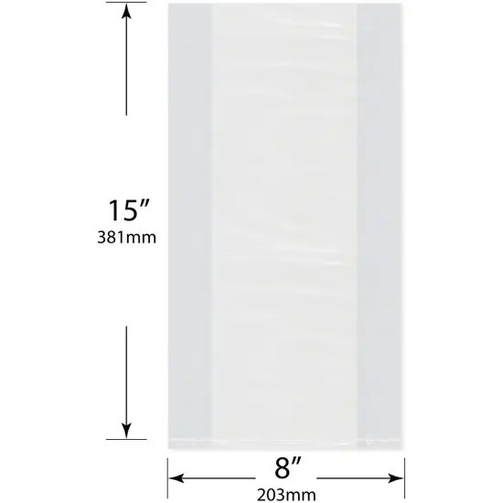 Plymor 8" x 3" x 15" (Pack of 100), 2 Mil Gusseted Plastic Bags {3}