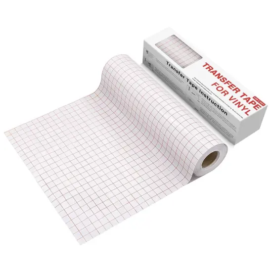 12 x 50 FT w/Alignment Grid Application Tape,Clear Vinyl Transfer Paper Tape Roll {1}