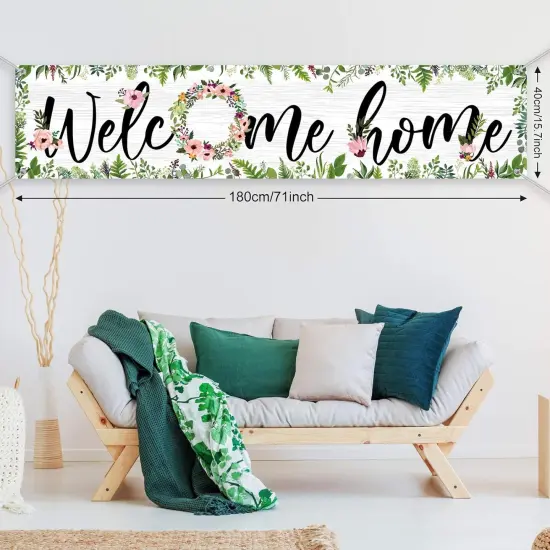 Large Welcome Home Banner 71 x 15.7 Inches Spring Summer Fall Flower {2}