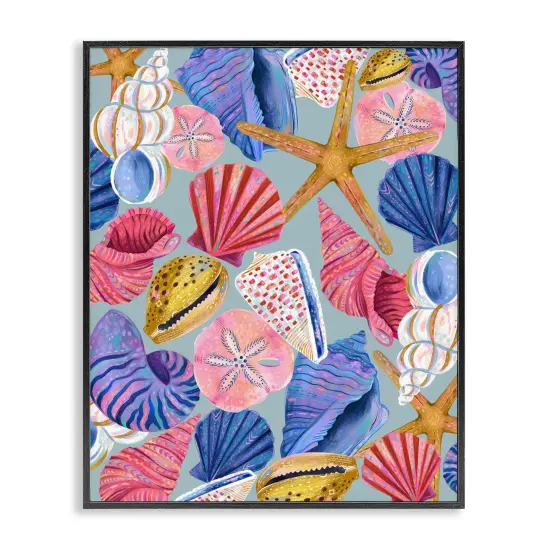 Stupell Industries Bright Seashells Assortment Framed Giclee Wall Art Design by Arrolynn Weiderhold {7}