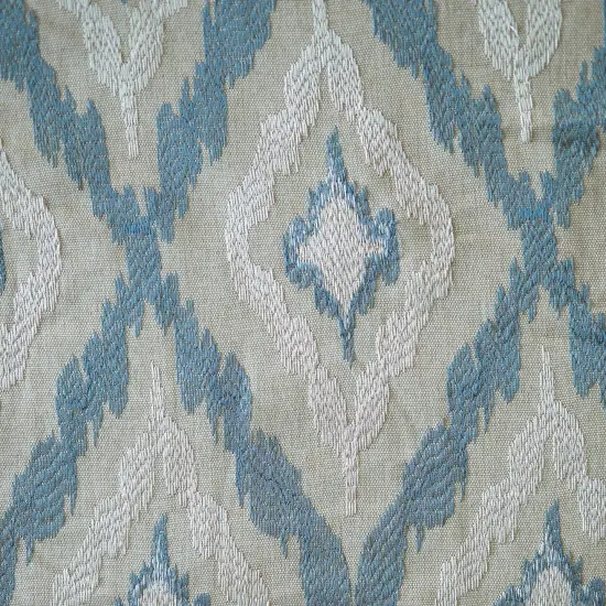 Embroidery Decorative Upholstery & Drapery Fabric 100% Polyester Grey/Jet Blue {3}