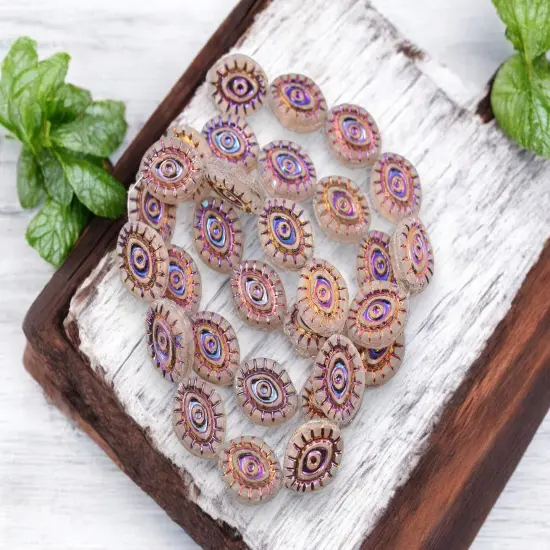 *10* 14x11mm Metallic Volcano Washed Matte Crystal Mystic Eye Beads {4}