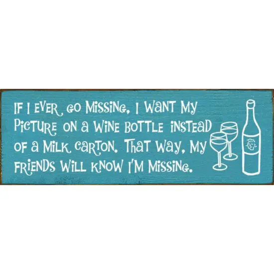 Unique Knotty Pine Wine Bottle Display: Perfect for Missing Person Humor Turquoise-White {1}