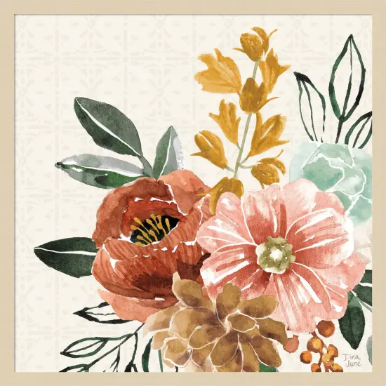 Chic Flowers by Dina June Wood Framed Wall Art Print {1}