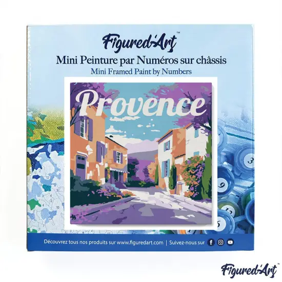 Figured'Art Mini Paint by Numbers Kit for Adults with Frame Travel Poster Provence Spring Small format 8"x8" - Craft Art Painting DIY Canvas Already Stretched on a Wooden Frame {3}