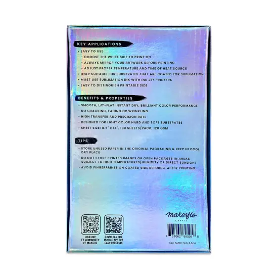 Makerflo Sublimation Paper 8.5 x 14 Inches 100 Sheets Heat Transfer Paper for Tumblers T-Shirts Phone Cases Mugs Printable Stickers Gifting Christmas DIY Enthusiast {2}