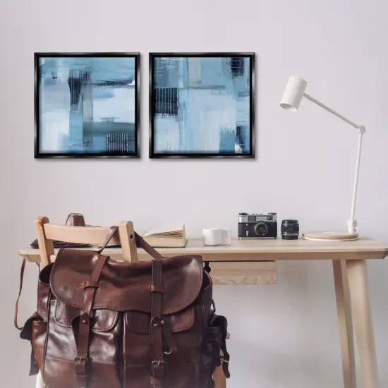 Stupell Industries Blue Abstract Linear Details 2pc Floater Framed Canvas Wall Art Set Design by Susan Jill {8}