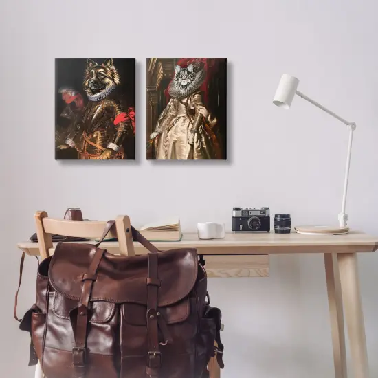 Stupell Industries Royal Garb Dog & Cat 2pc Canvas Wall Art Set Design by Carolee Vitaletti  {2}