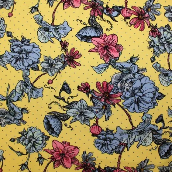 1 Yard Dotted Poppy Printed Spandex Fabric {1}