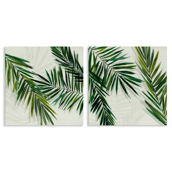 Stupell Industries Palm Fronds over Neutral 2pc Canvas Wall Art Set Design by Hannah Dawson {1}