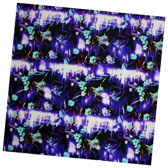 1 Yard Electric Blossoms Printed Spandex Fabric {3}