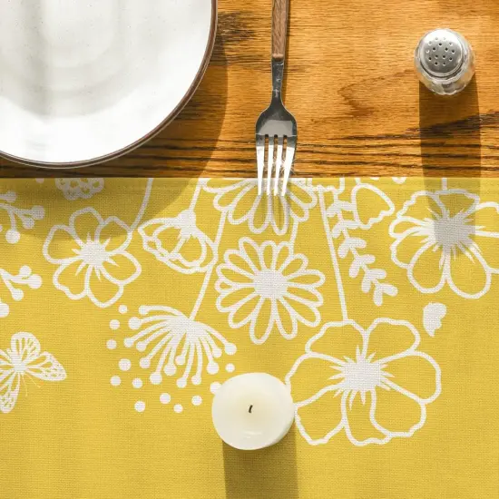 Bloom Flowers & Butterfly Table Runner – Seasonal Spring & Holiday Décor for Dining & Kitchen Purple {7}