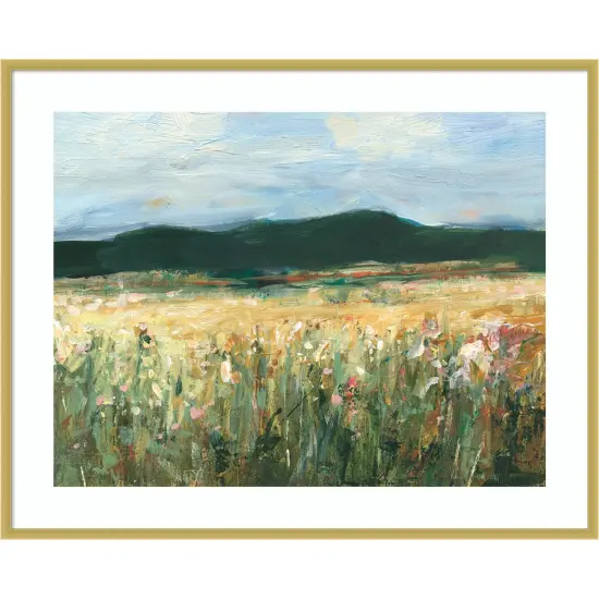 Pastel Wildflower Field II by Ethan Harper Wood Framed Wall Art Print {1}