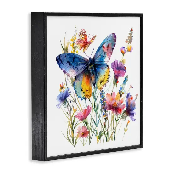 Stupell Industries Blue Toned Butterfly Garden Framed Giclee Wall Art Design by LSR Design Studio {3}