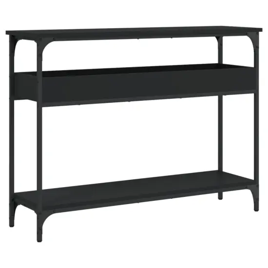 vidaXL Console Table with Shelf Black 39.4"x11.4"x29.5" Engineered Wood {2}