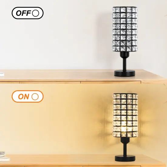 2pcs Crystal Table Lamp Black Crystal Lamps Small Crystal Bedside Lamp with Crystal Lamp Shade Lamps for Bedroom Night Stand Living Room Girl's Room {3}