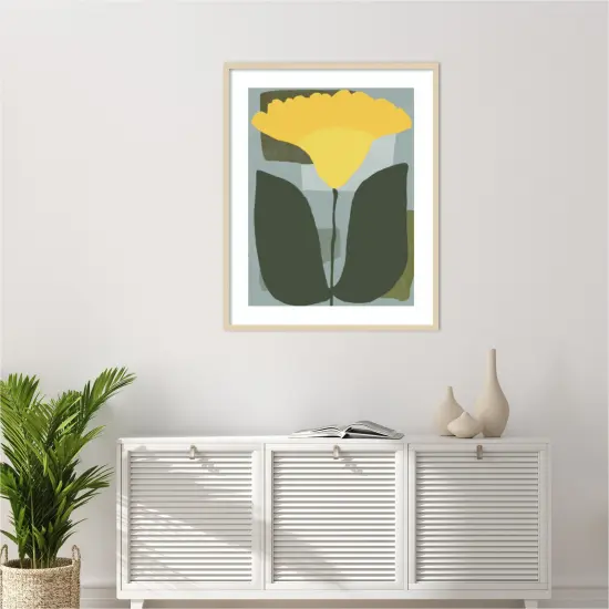 Big yellow bloom by Little Dean Wood Framed Wall Art Print {6}