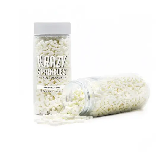 Krazy Sprinkles - White Bones (1/2 Cup, 1x Jar) for Cakes, Ice Cream & Cookies {2}