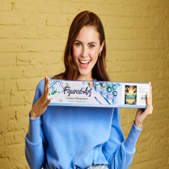 Figured'Art Paint by Numbers for Adults Travel Poster Hawaii 16"x20" - Craft Art Painting DIY Kit Rolled Canvas without frame {2}