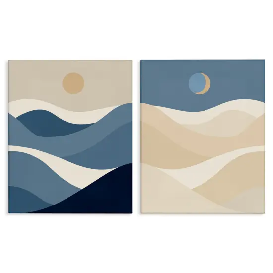 Stupell Industries Moon Over Soft Ripples 2pc Canvas Wall Art Set Design by Daphne Polselli {1}