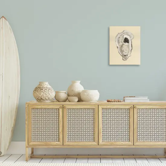 Stupell Industries Aquatic Oyster on Beige Canvas Wall Art Design by Michael Willett  {2}