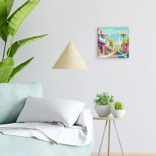 Figured'Art Mini Paint by Numbers Kit for Adults with Frame Travel Poster California Street Small format 8"x8" - Craft Art Painting DIY Canvas Already Stretched on a Wooden Frame {2}