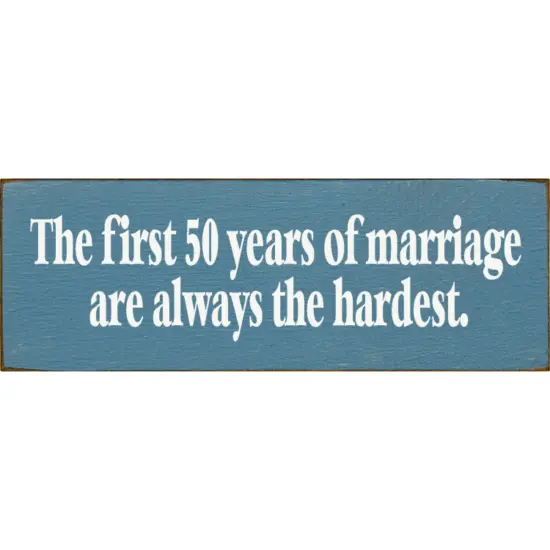 50 Years of Marriage, Solid Knotty Pine Wall Decor Blue-White {1}