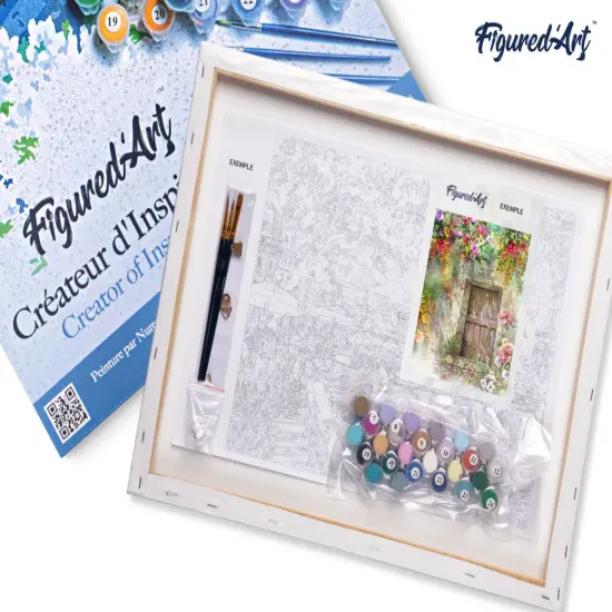 Figured'Art Paint by Numbers for Adults with Frame Cave entrance 16"x20" - Craft Art Painting DIY Kit Canvas Already Stretched on a Wooden Frame {5}