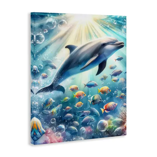Stupell Industries Dolphin Among Sea Life Canvas Wall Art Design by LSR Design Studio {3}