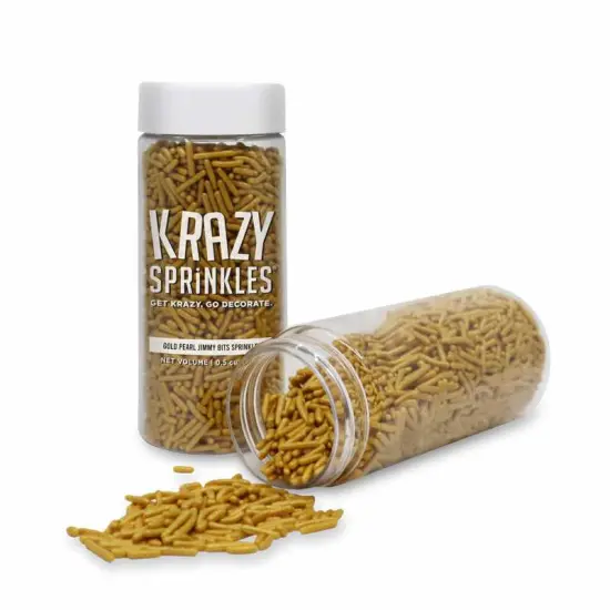 Krazy Sprinkles - Gold Pearl Jimmies (1/2 Cup, 1x Jar) for Cakes, Ice Cream & Cookies {2}