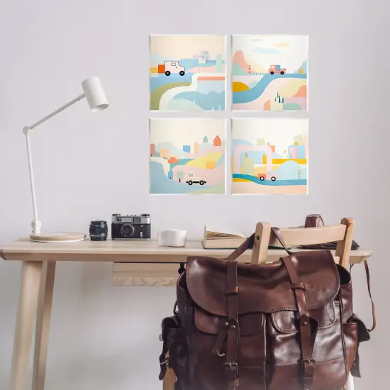 Stupell Industries Pastel Whimsical Landscapes 4pc Wall Plaque Art Set Design by Lazar Studio {2}