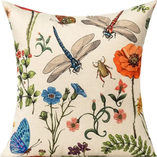 Outdoor Patio Throw Pillow Covers 18x18 Set of 4 Spring Summer Garden Flowers Farmhouse D&eacute;cor Outside Furniture Bench Chair Decorative Cushion Cases for Swing Deep Seat Bed Couch Sofa {2}