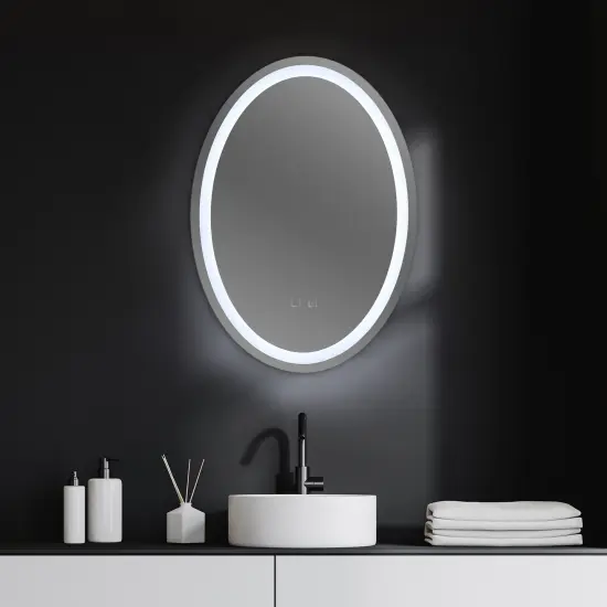 Round Wall Mounted Bathroom LED Smart Touch Mirror Brightness Memory Function, for Bathroom, Vanity, Christmas Promotion, Holiday Gift Guide {1}