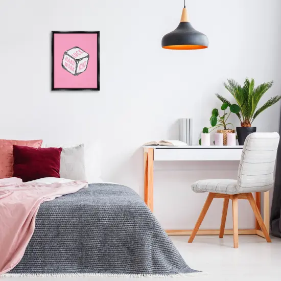 Stupell Industries Pastel Pink Lucky Dice Floater Framed Canvas Wall Art Design by Graffi*tee Studios {2}