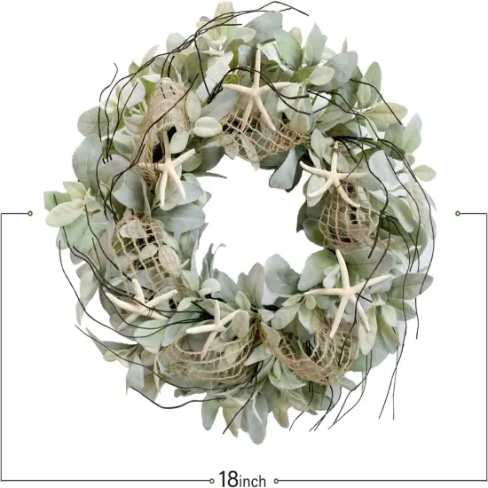 18&rdquo; Lamb&rsquo;s Ear & Starfish Wreath &ndash; Rustic Farmhouse Coastal D&eacute;cor {5}