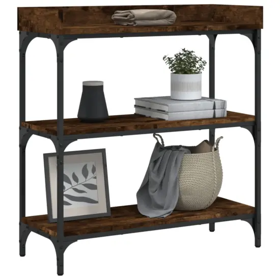 vidaXL Console Table with Shelves Smoked Oak 29.5"x11.8"x31.5" {3}