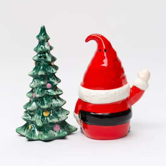 Ceramic Santa Gnome With Christmas Tree Salt And Pepper Shakers, Fairy Garden D&eacute;cor, Gift for Her, Gift for Mom, Kitchen D&eacute;cor, Christmas D&eacute;cor {3}